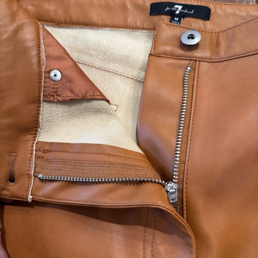 7 For All Mankind Brown Faux Leather Straight Leg Pants - Picture 8 of 11